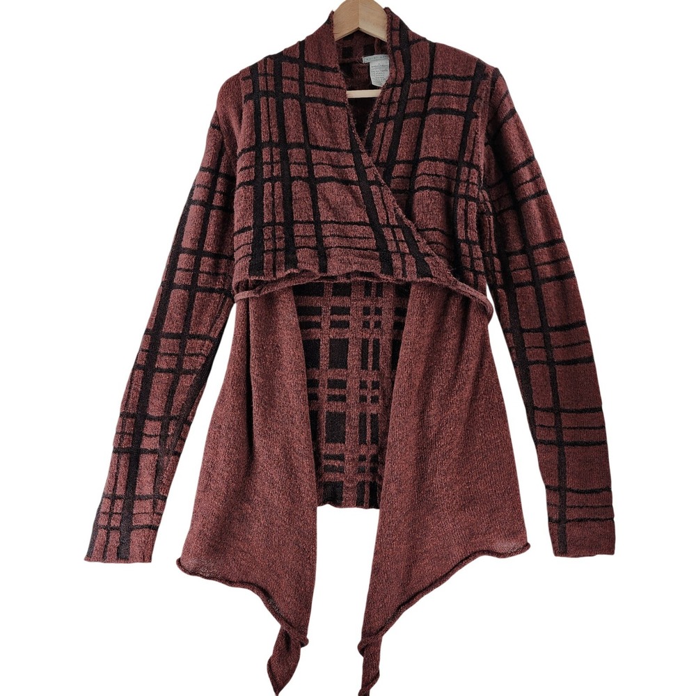 Sarah Pacini Cardigan Womens One Size Mohair Plaid Wrap Belted Made Italy